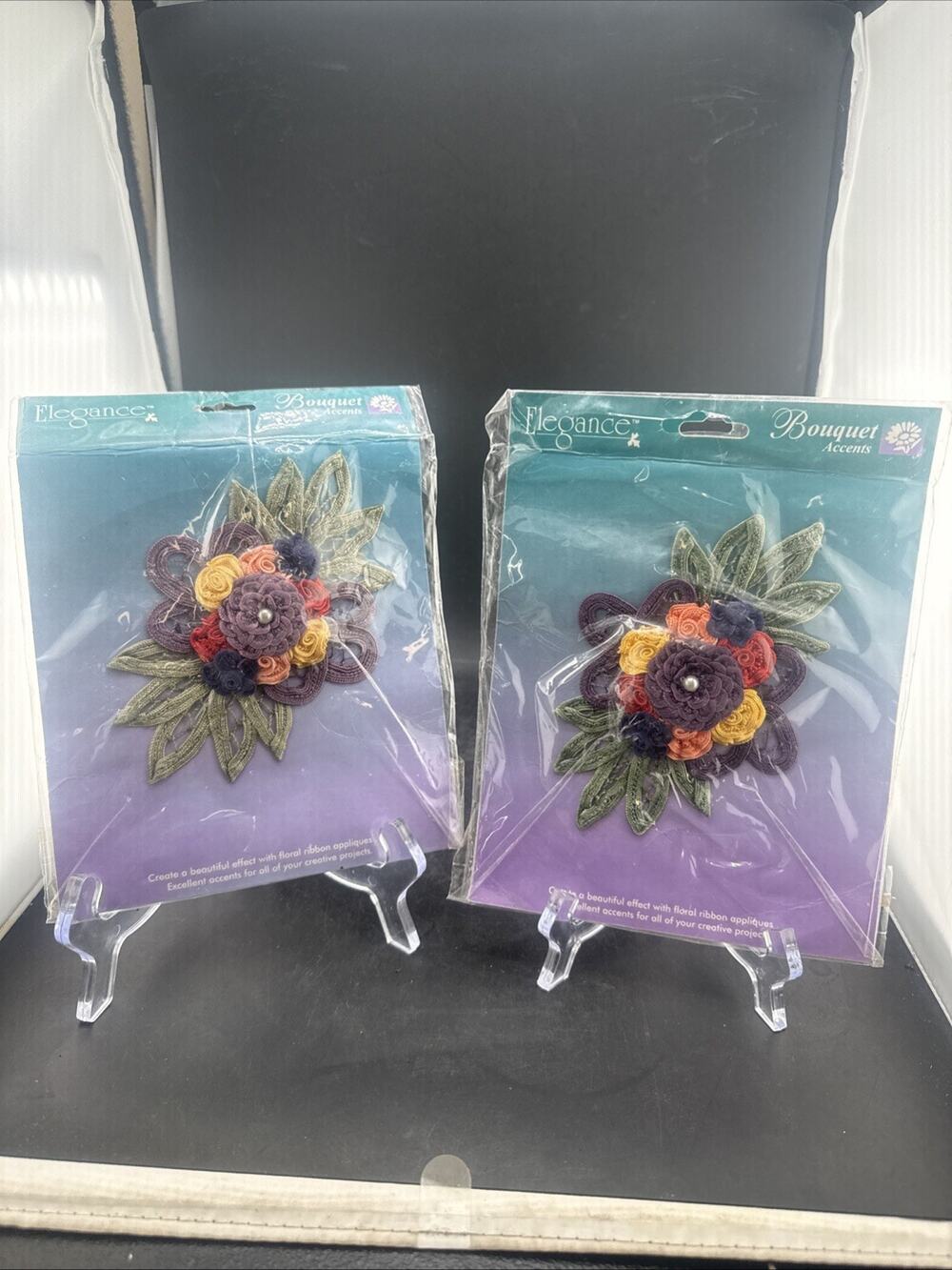 Lot of 2 In Elegance Craft Bouquet Accent Elizabeth Applique Floral Patch